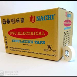 (Dus) Nachi PVC Electrical Tape Isolasi Listrik 19 mm x 20 meter Putih